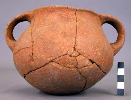 Red ware vessel - wide neck, 2 handles