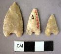 3 flint arrowheads with notched base
