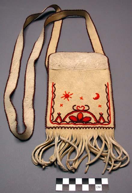 Woman's beaded leather pouch