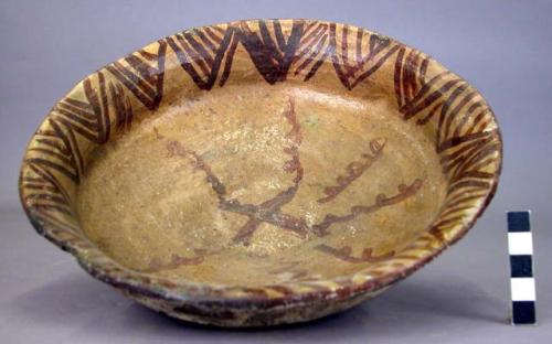 Medium-sized painted pottery bowl with glazed interior