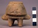Small pottery effigy vase of turtle with 4 legs