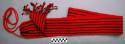 Red and black double faced warp striped woolen belt for man; twisted +
