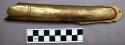 Sheath, or scabbard finial, brass, 2 incised grooves, scalloped opening