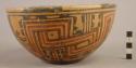 Carillo Polychrome bowl with stylized serpent/alligator head and stripes