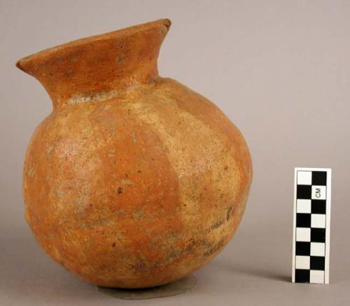 Pottery vessel, rim restored