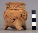 Miniature tripod pottery bowl - Armadillo ware