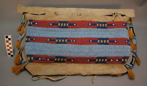 Beaded skin (rawhide) saddlebag