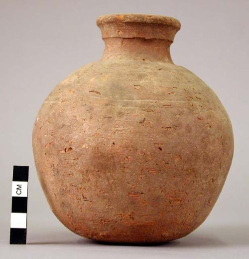 Bottle, pottery, globular, narrow neck