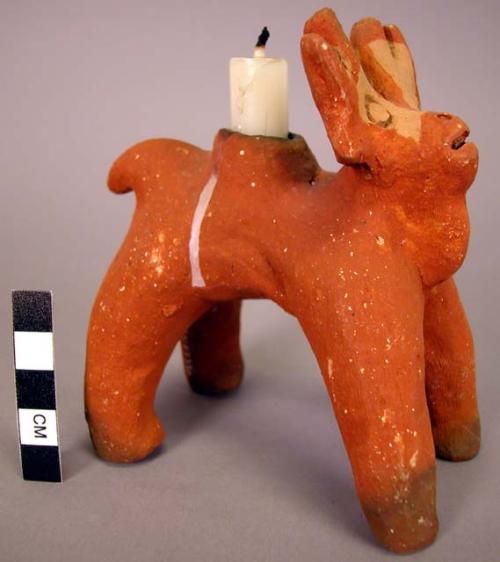 Ceramic horned animal candle holder