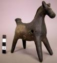 Ceramic, black burnished horse figurine/whistle