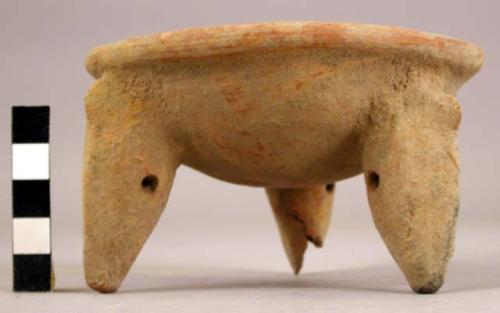 Small tripod pottery vessel (mended leg)