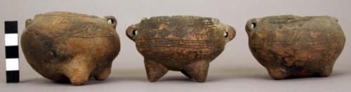 Tripod vessel, incised decoration