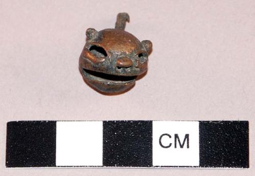 Copper bell, animal head