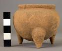 Small wide-mouthed tripod pottery jar - Armadillo ware