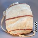 Twined bag, pita, decorated with brown strips