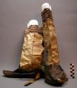 Boots with sinew and cotton or silk embroidered gut tops.