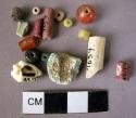40 miscellaneous beads - faience, glass,, shell and carnelian; one seed pearl