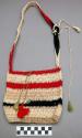 Man's bag - black, red,  & white striped, with strap