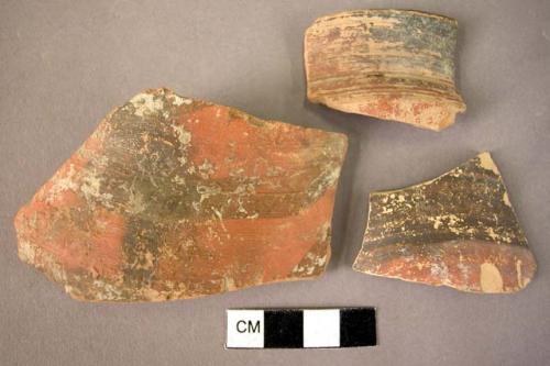 Rim potsherd; 2 potsherds