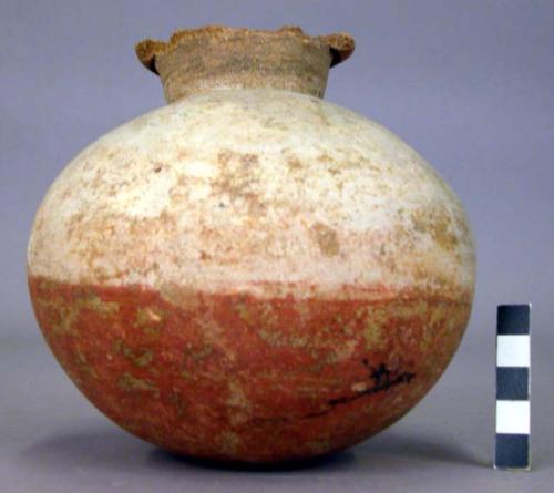 Pottery jar with constricted neck and broken lip - Lost Color ware