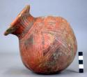 Pottery jar, red, black ornamentation extending to lower zone