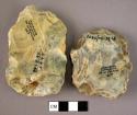 2 small discoidal flint hand axes