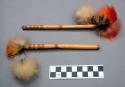 Pair of ornaments for ears - bamboo sticks with feathers on one end (chief-dress