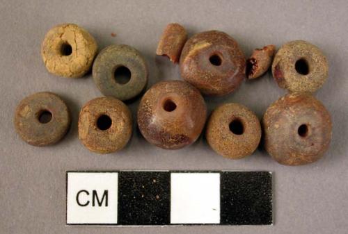 Disk-shaped amber beads