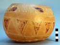 Jar, gourd, incised geometric design on exterior