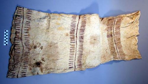 Shirt, bark cloth, decorative rows of narrow stripes in two shades of brown