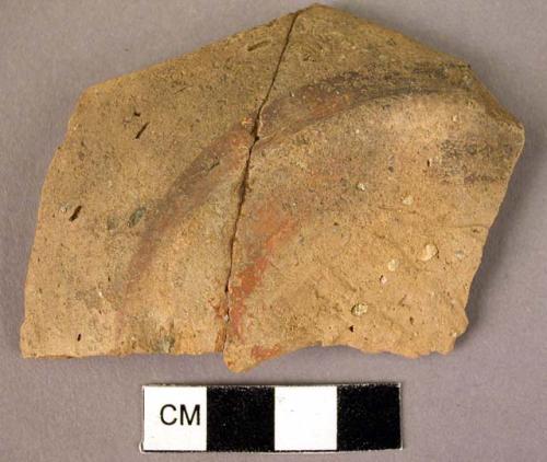 Pottery base fragment with painted ring around base    2 in tray  ER