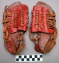 Sandals (1 pair); Pair of leather sandals; tooled instep