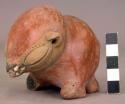 Pottery animal figurine, red ware rattle