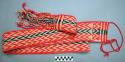 Red, white and navy double faced warp patterned belt for man