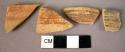 3 rim potsherds with bands of paint on rims; 1 potsherd with bands of paint