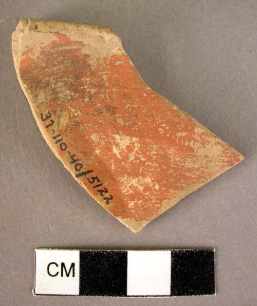 Potsherd - imported red glazed Late Helladic III rim, monochrome