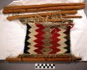 Miniature wood weaving loom with blanket