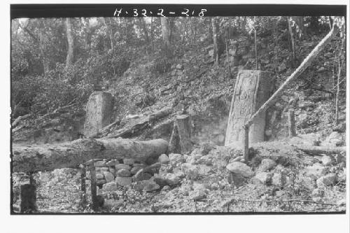 Structure V - Stelae 28 and 29, left to right