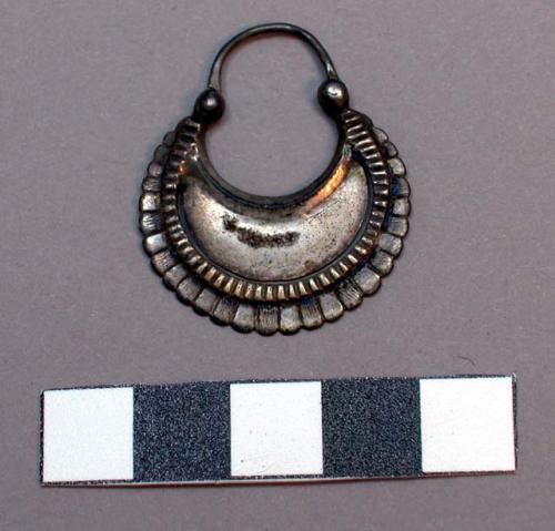 3 pair and fragment of 1 crescent-shaped silver earrings