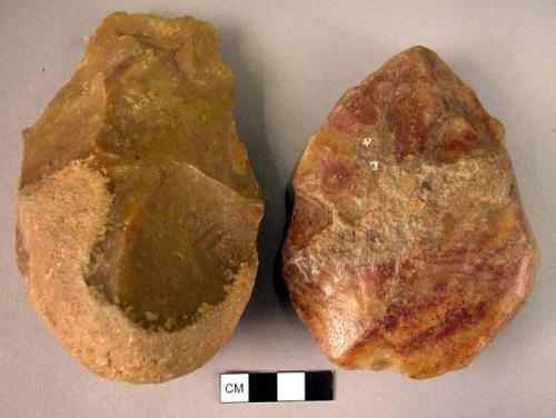 2 flint hand axes - broken