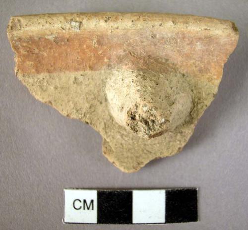 Rim potsherd with conical lug