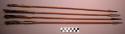 4 arrows, possibly Apache. Shafts of wood, brownish red in color and grooved. Me