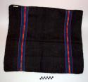 Woman's woolen carrying cloth - black with 2 stripes of blue, red & +