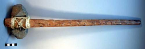 Clod-crusher - wooden handle; hafted stone head