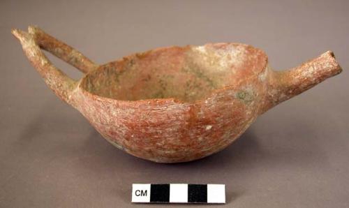 Pottery bowl with wishbone handle - Red Polished Ware III