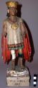 Polychromed wood and gesso standing figure, representing member of the inca nobi
