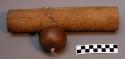 Wooden container for arrows - made from hollow reed, with gourd attached contain
