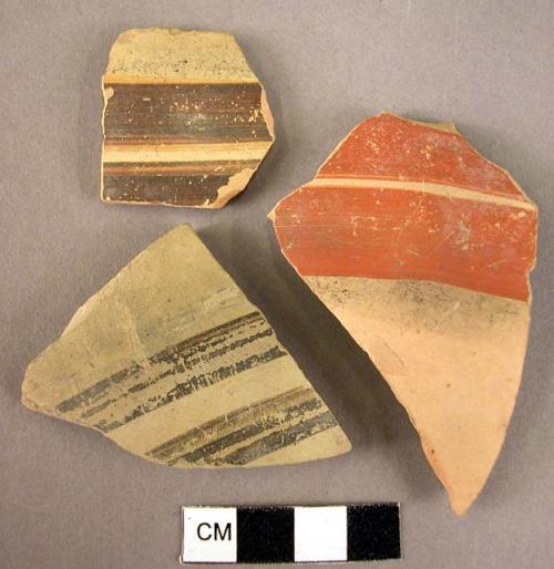 7 potsherds - Mycenaean bands - glaze paint