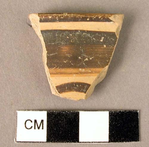 Rim potsherd - Mycenaean band & spiral (?) fragmentary design