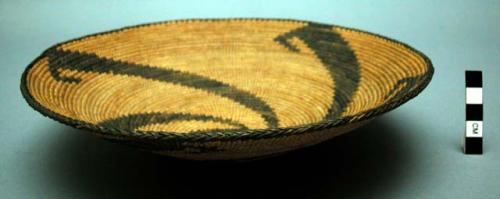 Basket, coiled. Geometric designs.